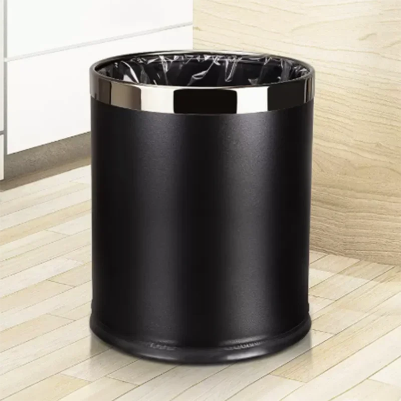 

Desktop Black Small Trash Can Bathroom Nordic Metal Stainless Steel Diaper Trash Can Recycl Design Fashion Maison Cleaning Tools