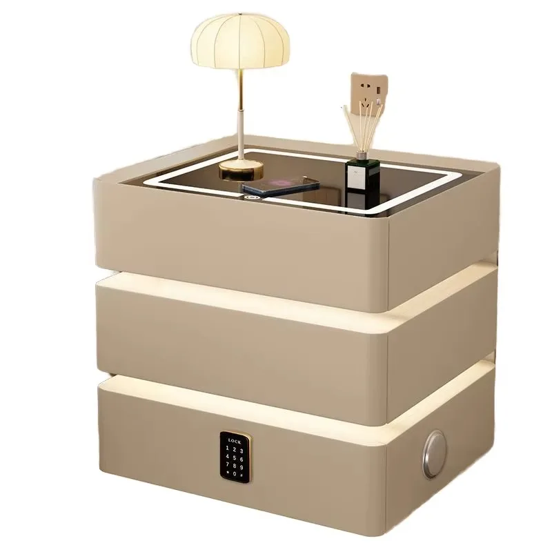 

Smart Bedside Table, Three Drawers, Simple Solid Wood, Modern Wireless Charging, Multi-functional, Light Luxury Home.