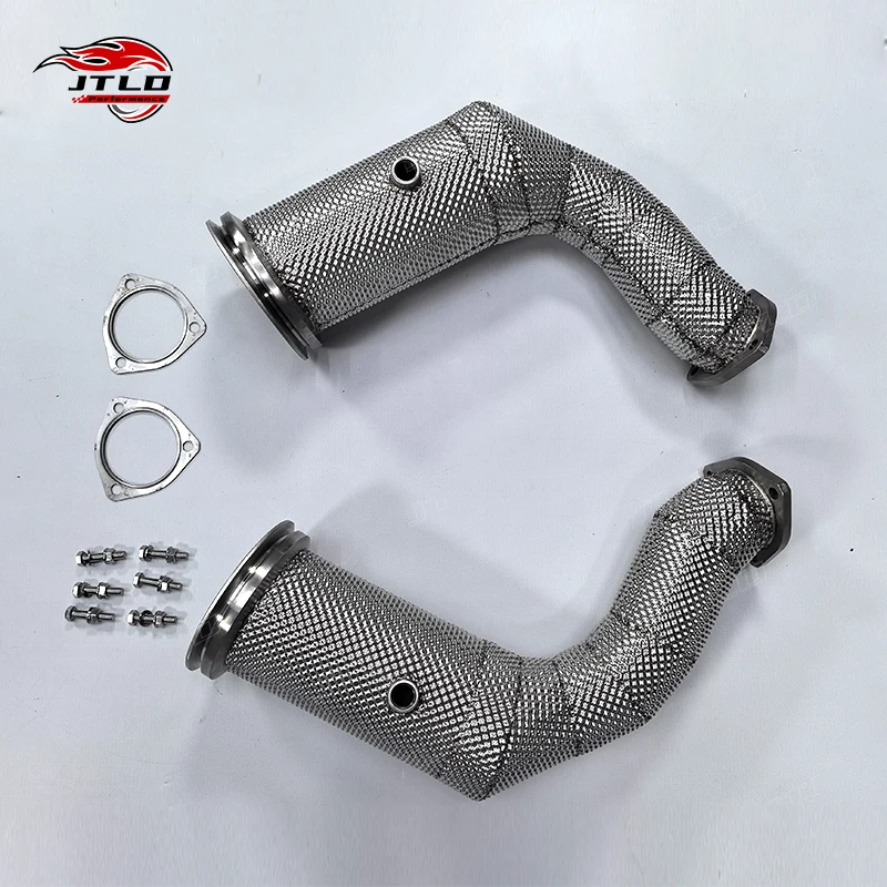 ماسورة العادم النازل مع درع الحرارة لـ Lamborghini URUS لأودي RSQ8 4.0 V8 2018 بدون أنابيب اختبار العادم بدون قطط OPF