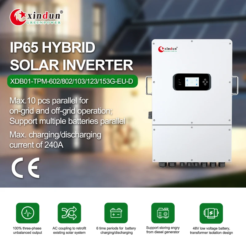 Три 3-фазных солнечных инвертора постоянного тока в переменный 6,2 кВт 10 кВт 6 кВт 8 кВт 20 кВт 15 кВт 50 кВт IP65 3-фазный гибридный инвертор солнечной энергии Цена 10000 Вт