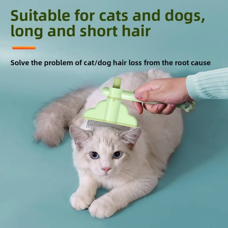 Self Cleaning Pet Hair Removal Comb Gentle Slicker Brush Non-Slip Deshedding Grooming Tool for Dogs & Cats Short Long Hair