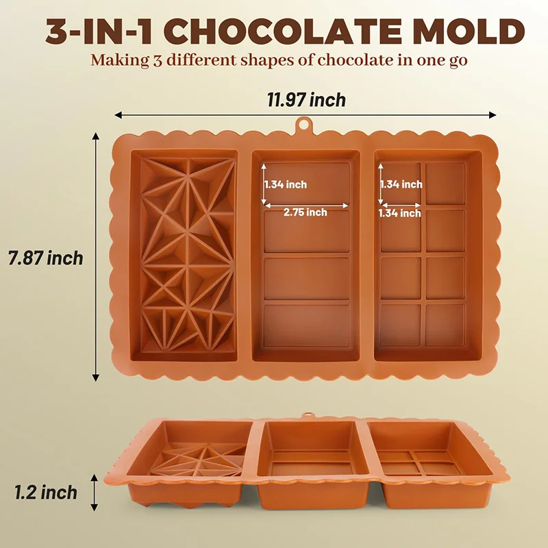1 PC ซิลิโคนช็อกโกแลตบาร์แม่พิมพ์ Non-Stick WAX Melt แม่พิมพ์สําหรับโปรตีน Energy บาร์ Break Apart DIY Handmade ของขวัญช็อกโกแลตแม่พิมพ์