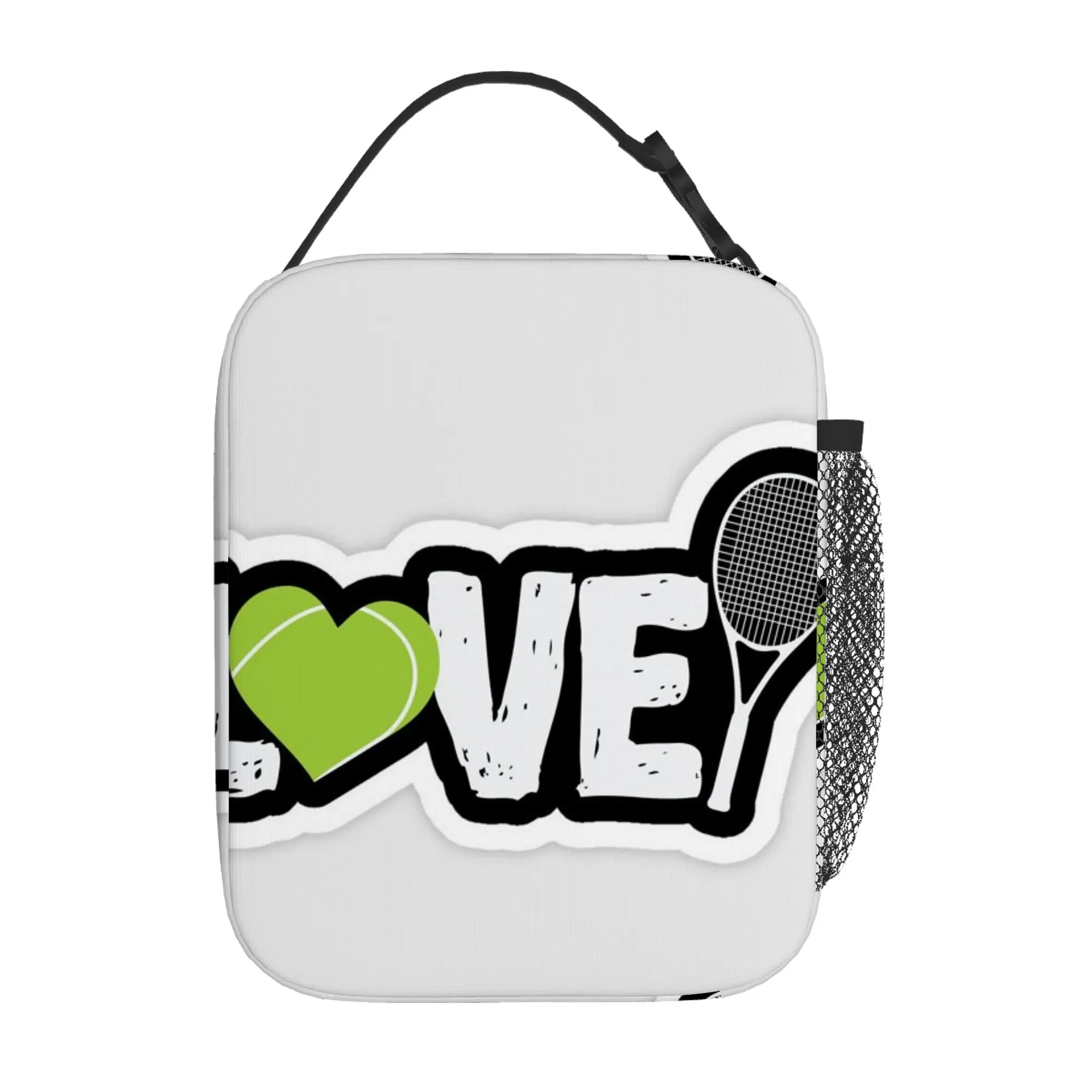 

Tennis Love Thermal Bag Insulated Lunch Box with Tennis Racket Graphic for Tennis Players, Office, School, Travel