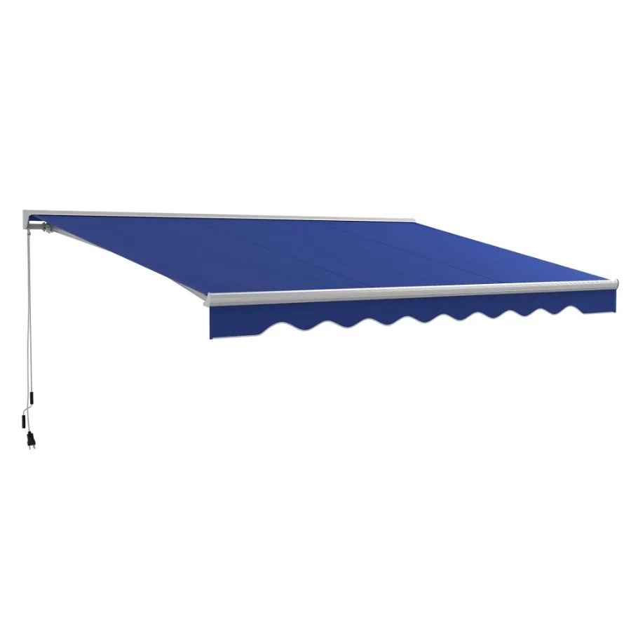 

16.5' x 10' Electric Awning Retractable Awning with LED Lights and Remote Controller for Door and Window Blue