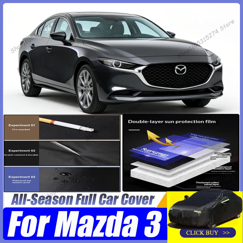 

Full Car Cover Waterproof All Weather, For Mazda 3 Sedan Hatchback Auto Dustproof Anti-Rain Snow Waterproof Sun-proof