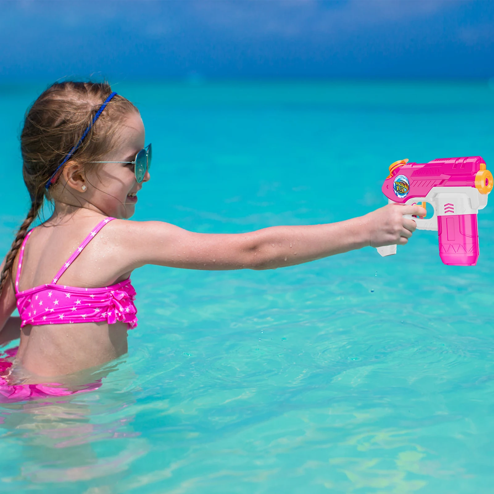 Pistola de agua de chorro para niños, juguetes de agua portátil para exteriores, tirador tipo prensa, herramientas de agua pulverizada para piscinas de playa al aire libre, Juego