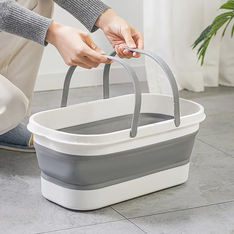 Portable Mop Bucket Foldable Laundry Basket With Wheel Folding Water Basin Household Item For Washing Fishing Camping Basin