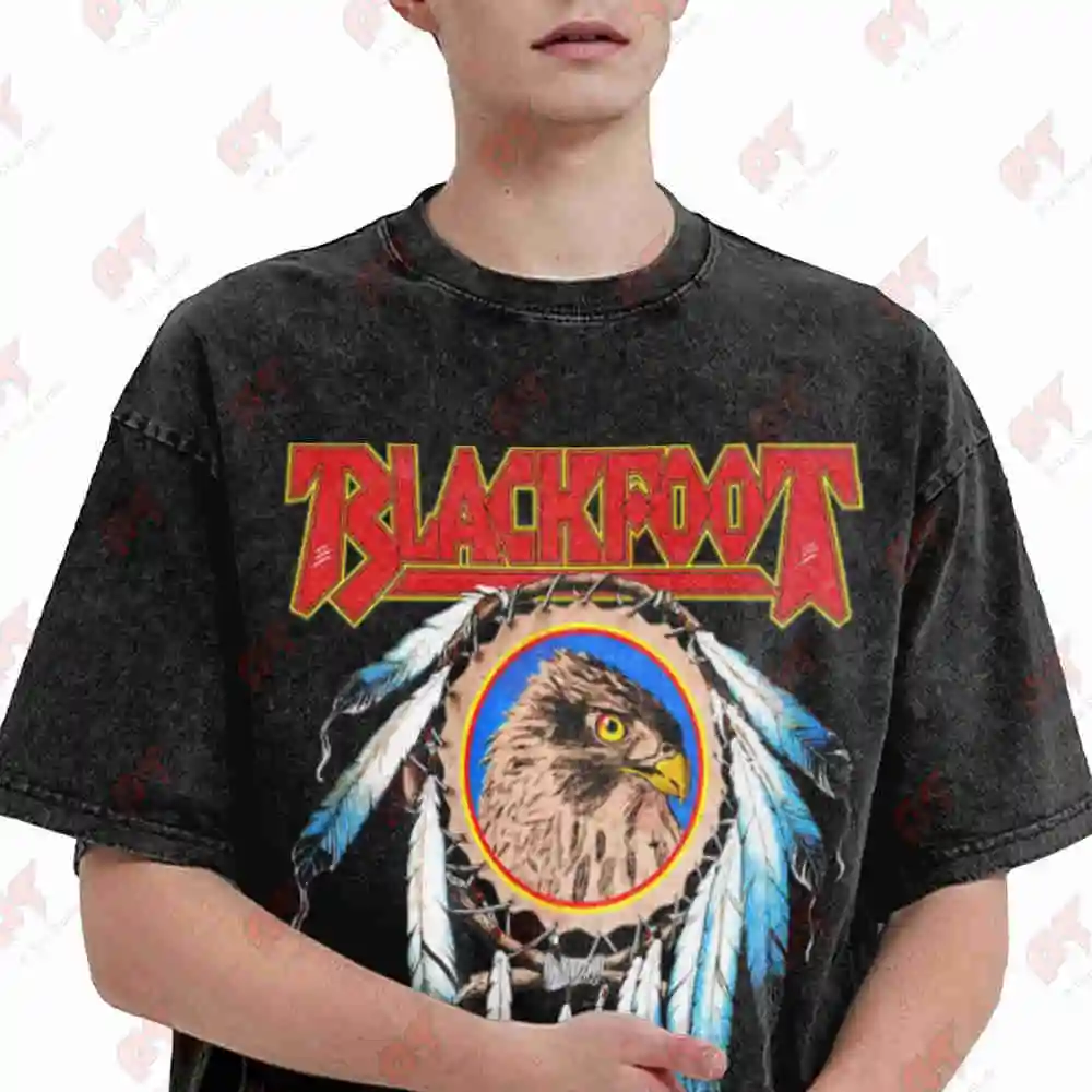 Blackfoot Band Vintage Washed Tee Pure Cotton T-Shirt