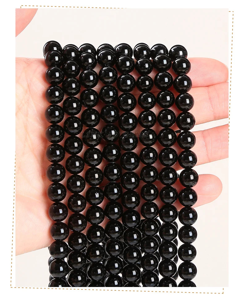 Natürliche Stein Perle Schwarz Turmalin Runde Lose Spacer Edelstein 4 6 8 10 12mm Für Schmuck Machen Diy Armband halskette Zubehör – Detail 8
