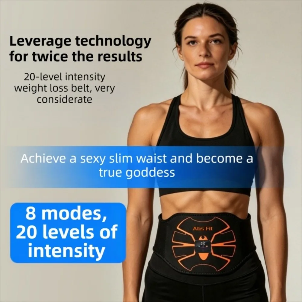 Portable Ab Muscle Trainer Device Electric Waist Trainer Abdominal Belt EMS USB Rechargeable EMS Muscle Stimulator for Gym