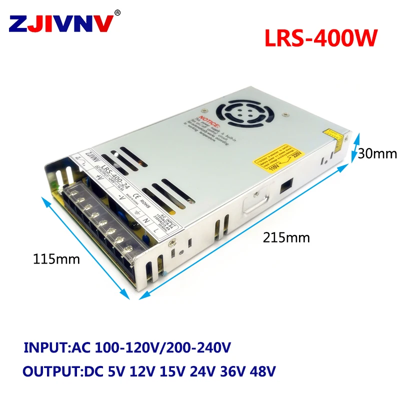 

LRS-400-12v 24v 36v 48v LRS-400-12 12V 33.3A, 24V 16.6A 400W источник питания с одним выходом