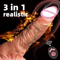 Vibratore per le donne Grande dildo realistico di spinta Ventosa telecomandata Pene reale Dildo Telescopico rotante riscaldato Giocattoli del sesso