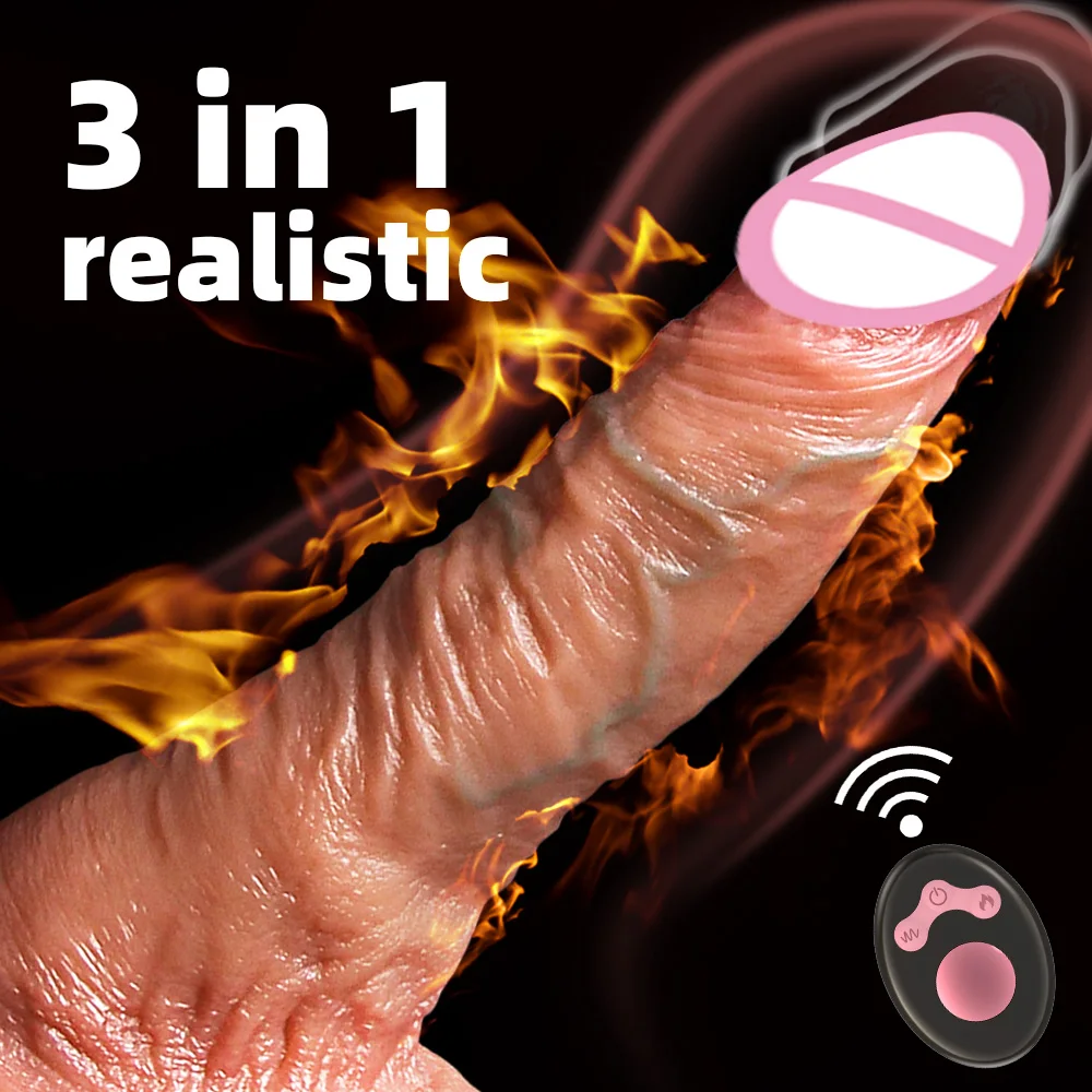 Vibrator For Women Big Realistic Thrusting Dildo Remote Control Suction Cup Real Penis Dildo Telescopic Rotating Heated Sex Toys