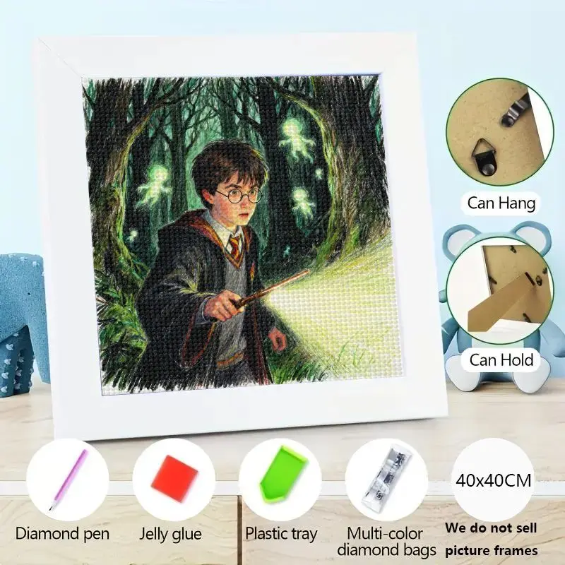 

1 шт. 5D DIY комплект алмазной живописи, полная дрель Гарри Поттер Волшебный мир Волшебная лесная сцена Алмазная художественная вышивка, 40x40 см Roun