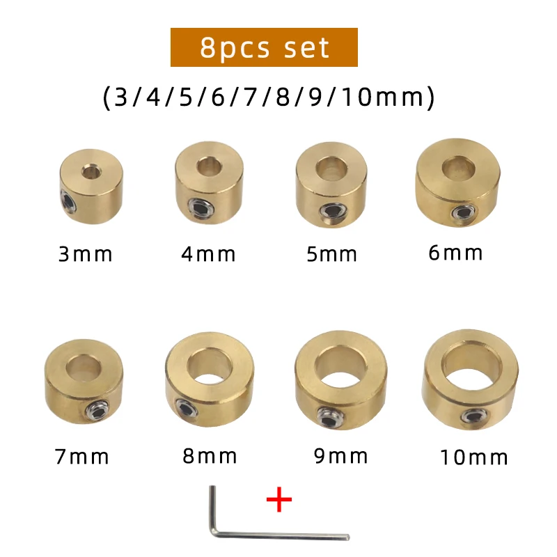 3-12mm Boor Gereedschap Messing Diepte Stop Kragen Ring Positioner Ring Met Inbussleutel Voor Houtbewerking boor Locator Gereedschap