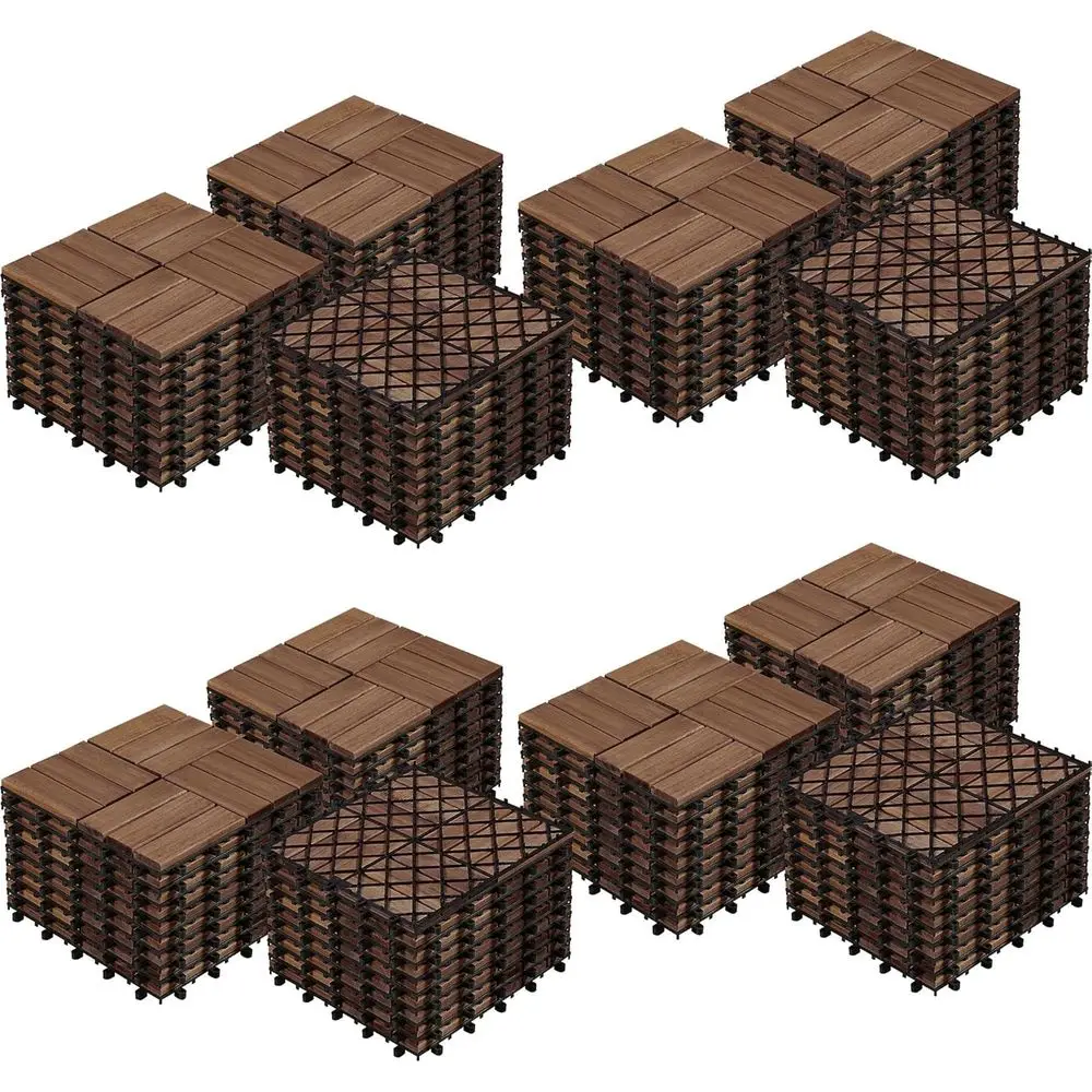 

Плитка для террасы из акации 12'' x 12'' - водонепроницаемая, устойчивая к погодным условиям, для использования на патио, в саду, у бассейна, коричневая