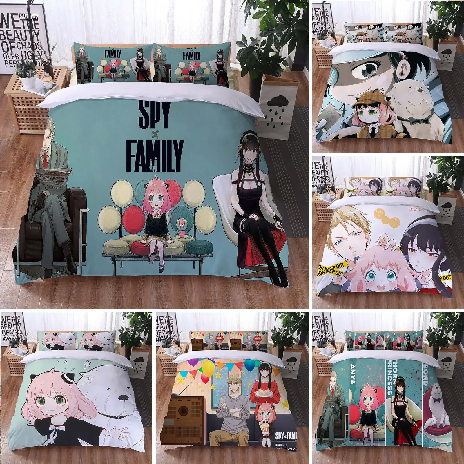 

Anime Spy Family Anya Bedding Set Duvet Cover Bedroom Comforter Covers Single Twin King ​Size Quilt Cover Home Textile 2/3PCS