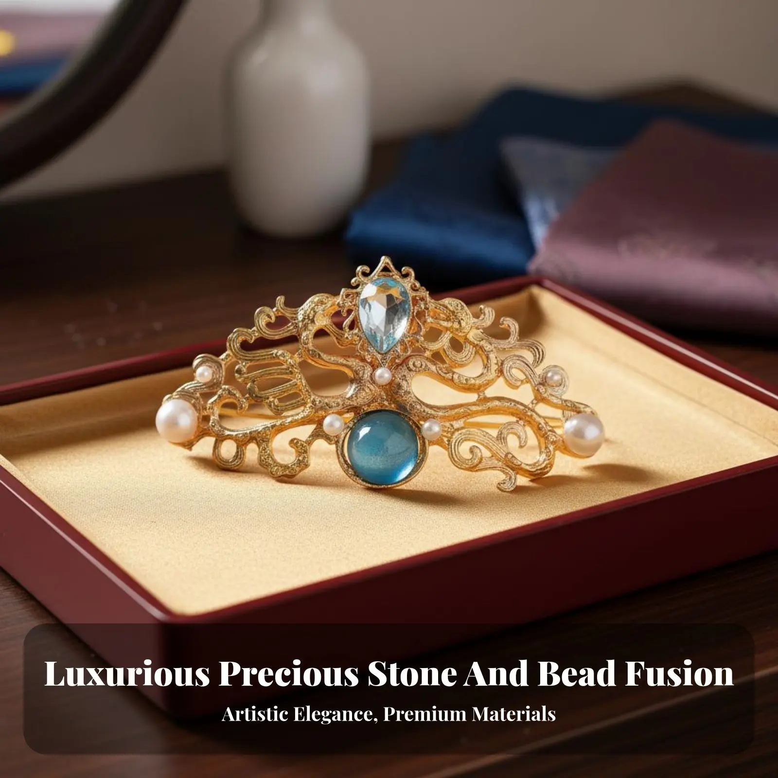 Chinese Traditional Hair Accessory Elegant Design Chinese Hair Crown Vintage Hairpiece Intricate Detailing Vintage Bridal view 3