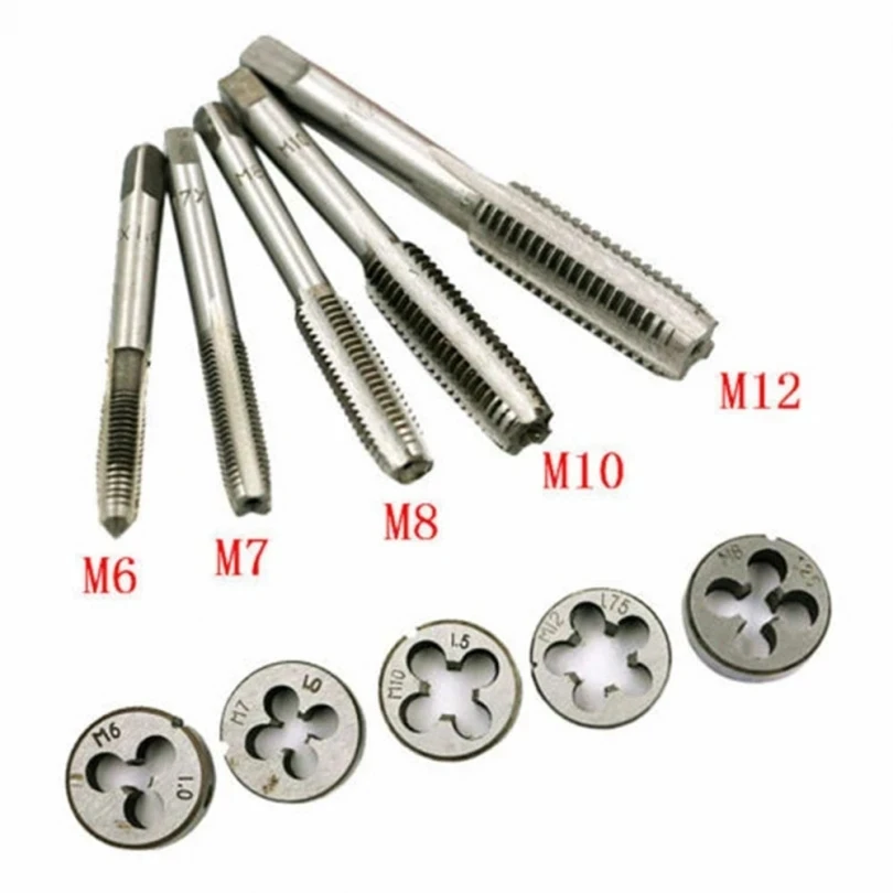 Multifunction Tap and Die Set 12/20Pcs M3-M12 Metric Screw Thread Plugs Hand Screw Taps Straight Taper Tapping and Thread Tools