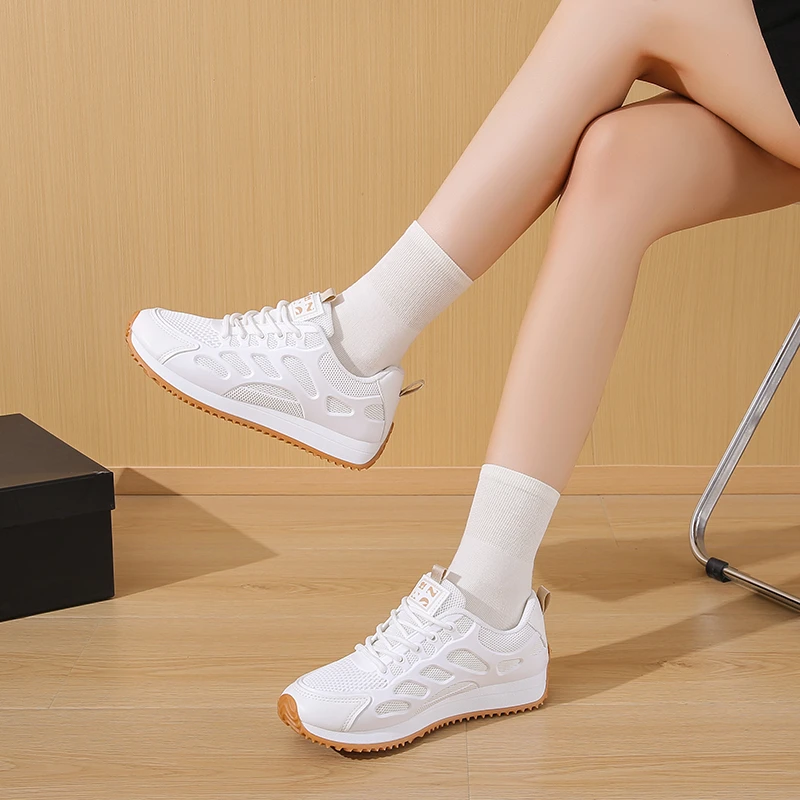 صيف جديد مريح / تنفس الاحذية الرياضية المألوف جولة تو شبكة أنيقة سميكة سوليد عارضة الأحذية للنساء #4