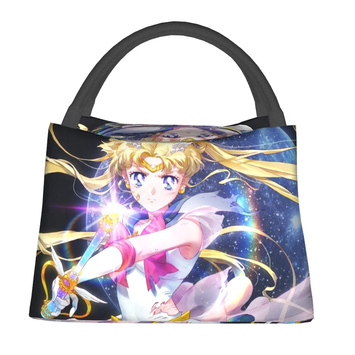 Shojo Sailor Cartoon Anime Moon Girl Lunch Bags Insulated Bento Box Lunch Tote Picnic Bags Cooler Thermal Bag for Woman Office