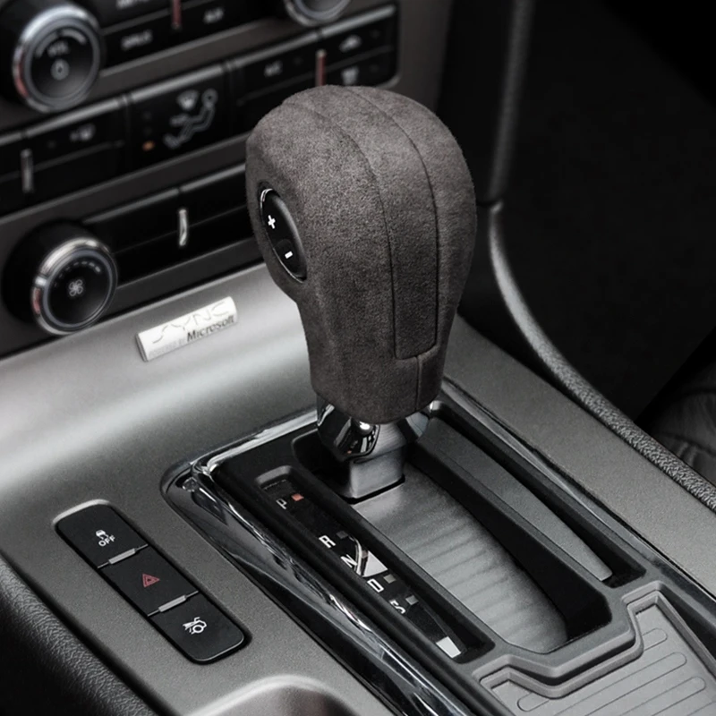 Handbrake Cases Suede Wrapping Gear Shift Knob ABS Trim Cover Car Sticker Decoration For Ford Mustang 2009-2013