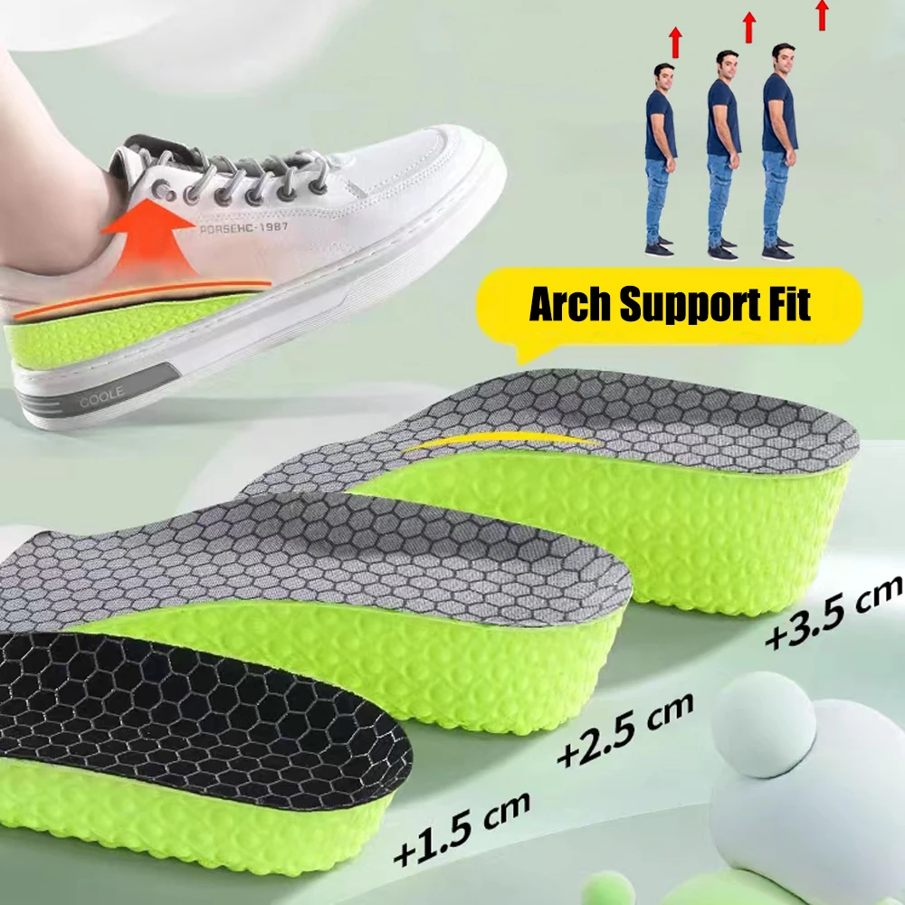 

Height Increase Insoles for Men Women Shoes Taller Shock Absorbing Sport Shoe Pads for Feet Arch Support Orthopedic Insoles