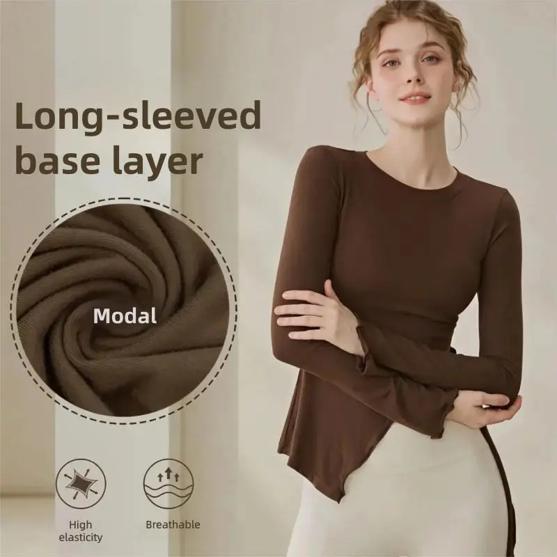 

Yoga Outfit Women Autumn Winter Slim Fit Long Sleeve T Shirt Design Sense Split Workout Fitness Clothing Top