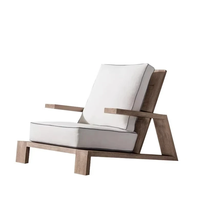 Outdoor courtyard sofa chair Waterproof and sunscreen Open-air courtyard solid wood leisure chair