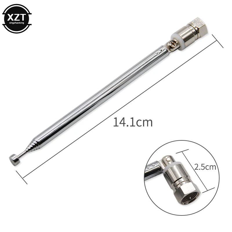 

NEWEST F Type Radio TV Antenna 7 Section Telescopic Aerial Replacement Connector For TV AM FM Radio Cable 55cm