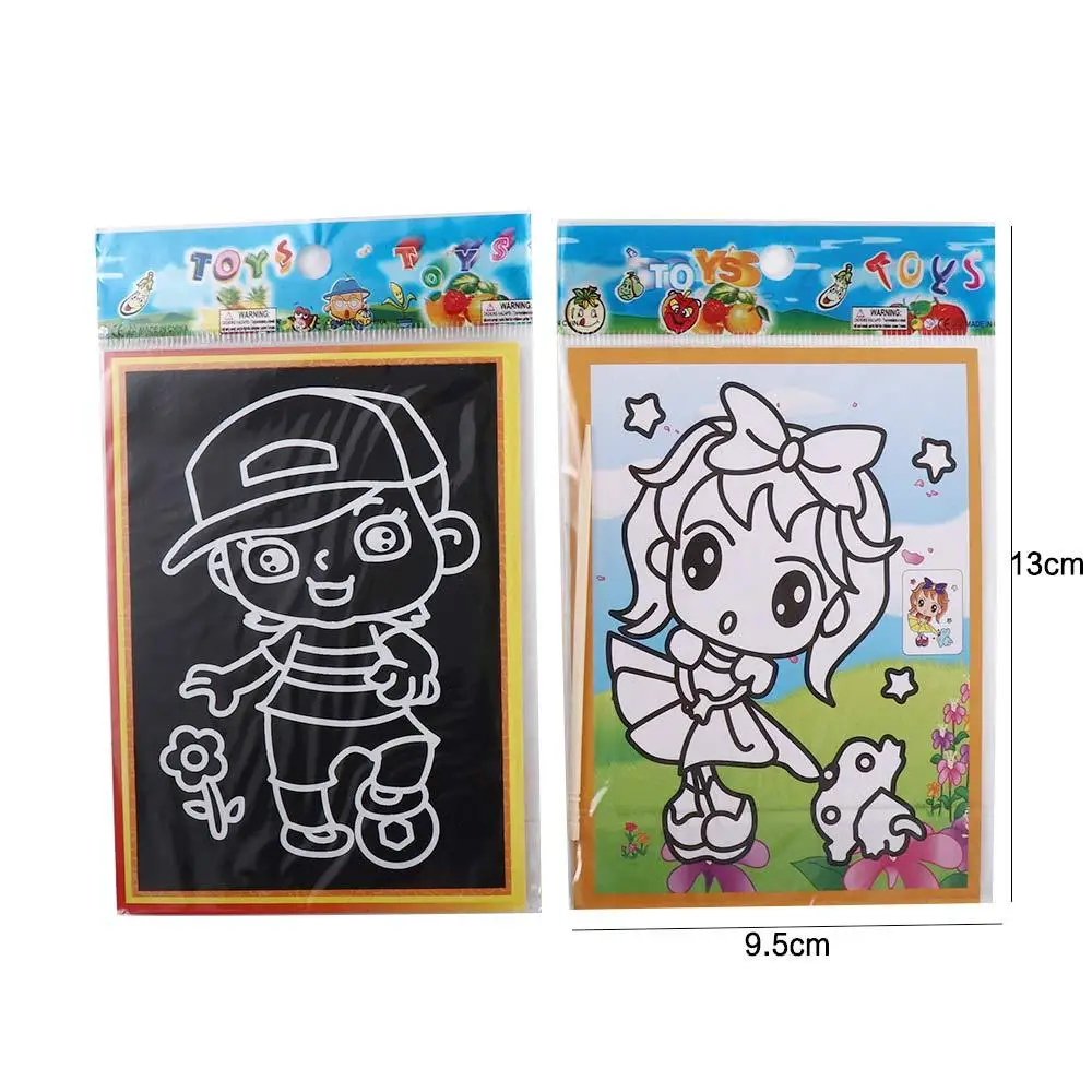 Children's Toys Art Child Painting Cards Stickers Drawing Board Colored Scratch Paper Magic Doodle Board Magic Scratch