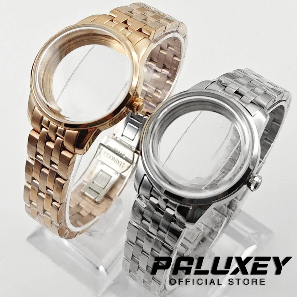 Ladies Women Cocktails NH35 Case 33mm Case With Stainless Steel Bracelet Suit 28.5mm-29mm Dial for NH35 NH38 Movement S Crown