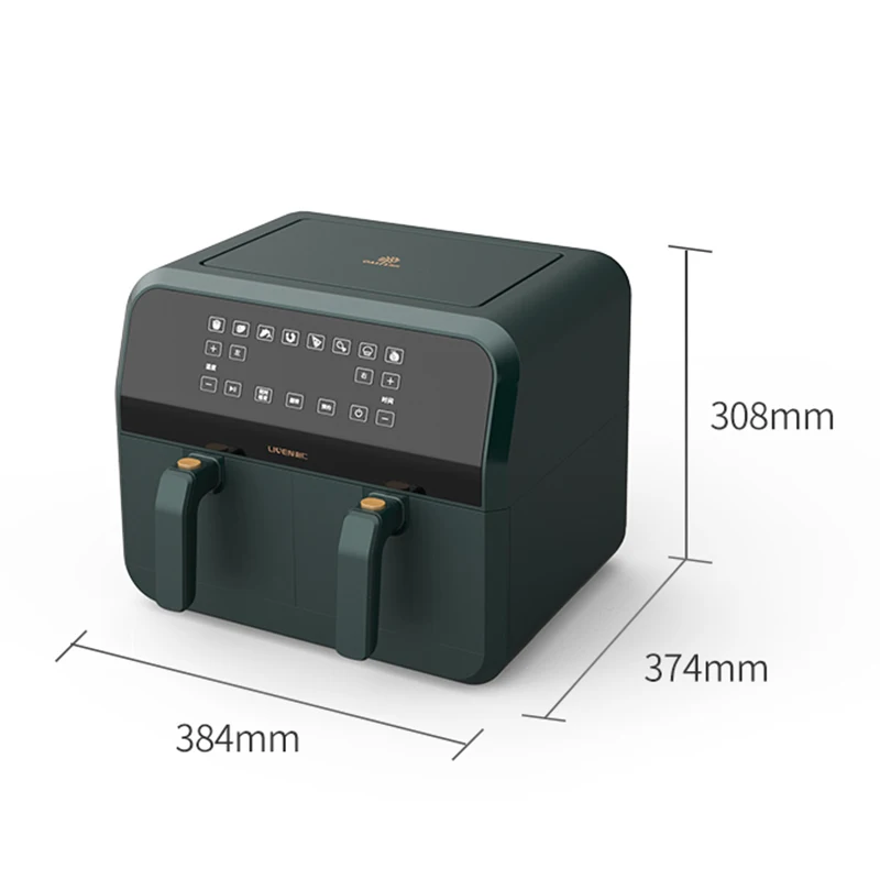 หม้อทอดไฟฟ้าอเนกประสงค์แบบอัตโนมัติเต็มรูปแบบหม้อทอด Air fryer ดรัมสองชั้นเตาอบไร้น้ำมันอัจฉริยะขนาดใหญ่