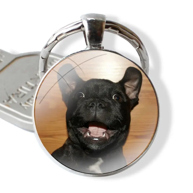 Cute Staffordshire Bull Terrier Dog Love Keychain Handmade Glass Cabochon Key Ring Holder Pendant Key Chains