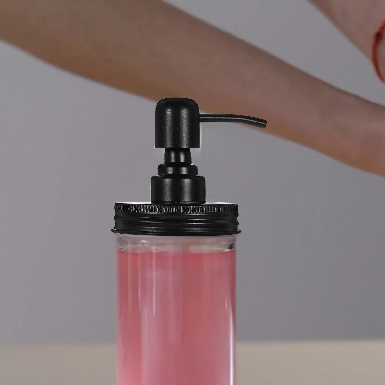 2pcs Glass Jar Pump Lid Stainless Steel Dispenser For Shampoo Lotion Bottle Canning Bathroom Shower Replacement Portable