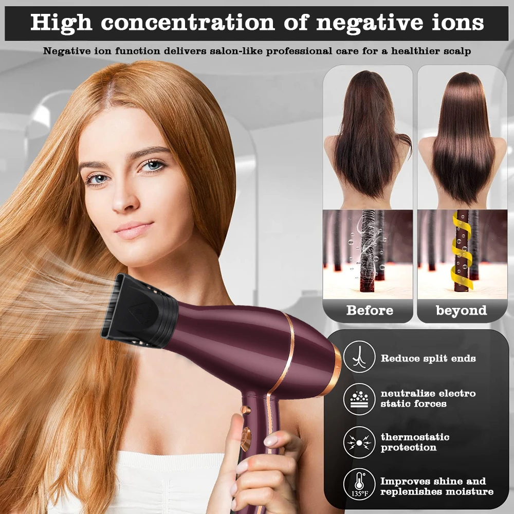 Hair Dryer Sonifer SF-9545 2000W AC Motor Blow Dryer Cool Shot with 2 Nozzles Overheat Protection for Home Hair Care