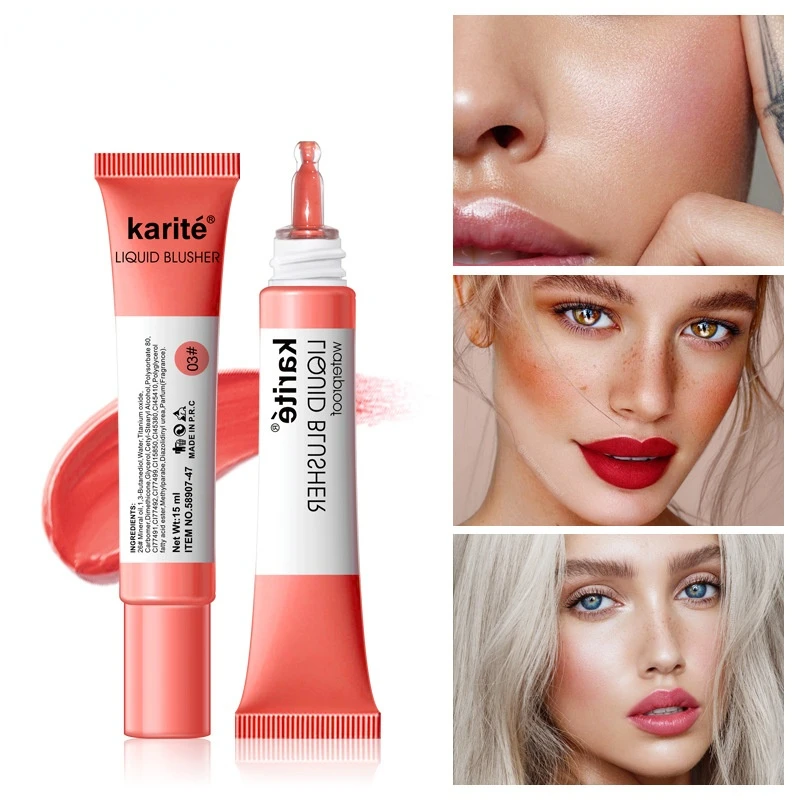 15ML 4 Color Blush Liquid Natural Long-lasting Waterproof Rouge No-fading Face Contour Makeup Brightening Anti-sweat Blush Cream