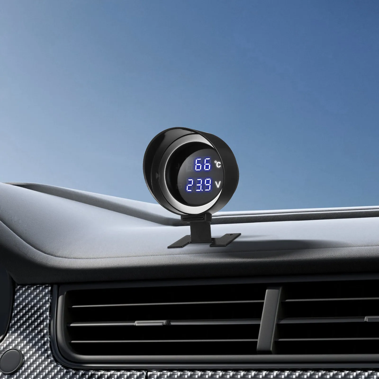 

Car Water Temperature Gauge Digital Voltage Meter Dual Function Compact Automotive Gauge Easy Installation for Vehicles Trucks