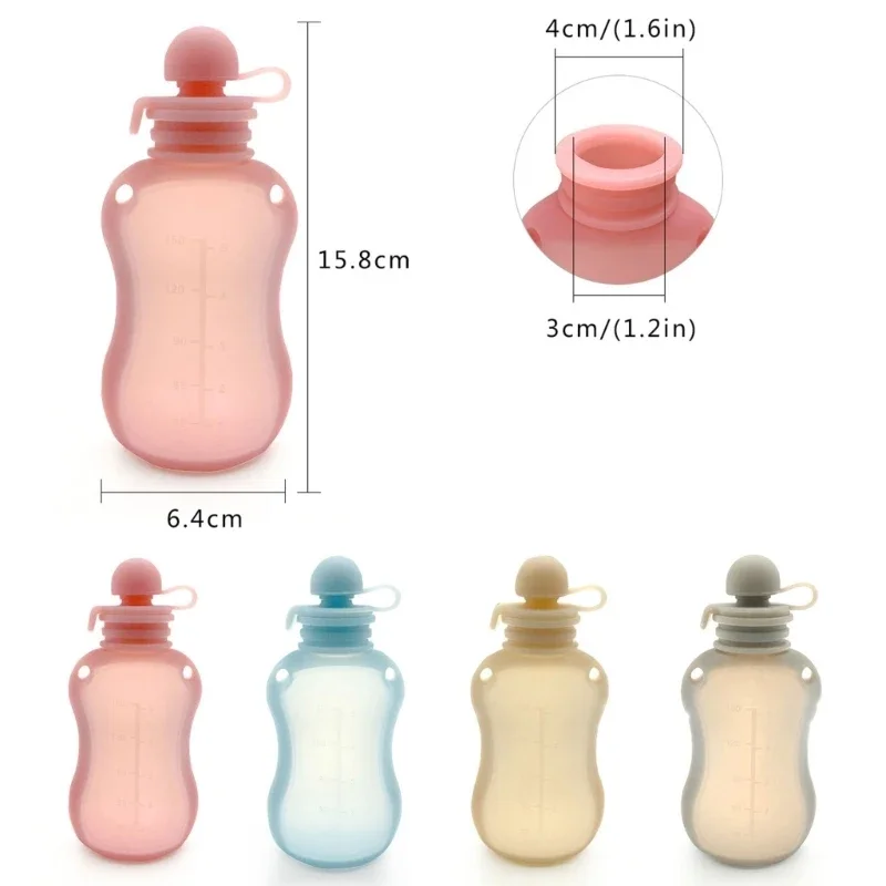 150ml Refillable Baby Storage Bag Silicone Milk Congee Leakproof Organiser Squeeze Storage Container