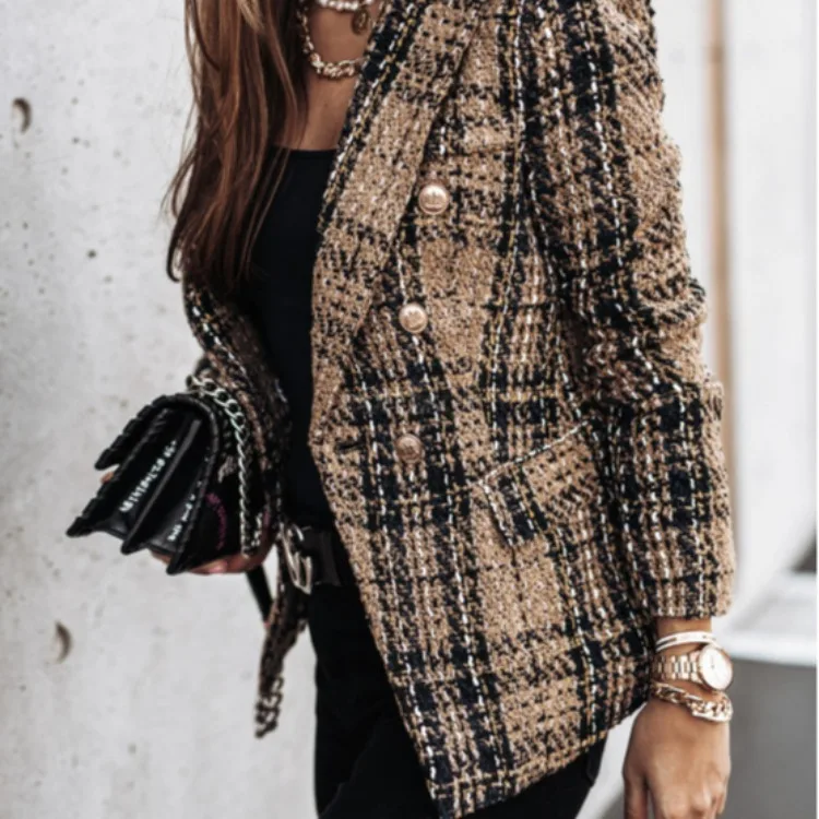 Cross Border Blazer Long Sleeve Printed Blazer Slim Fit Tailored Blazer Casual Office Jacket For Women Lightweight Elegant