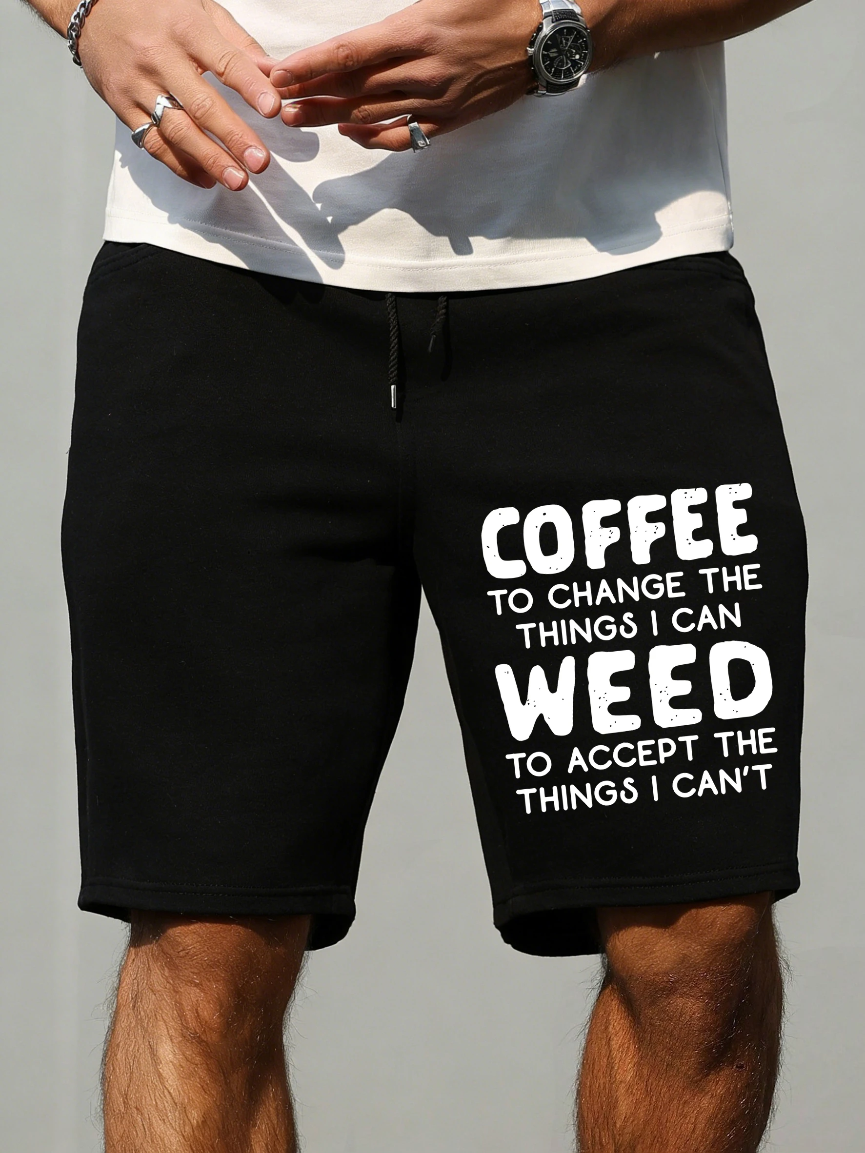 

Coffee To Change The Things Print Men'S Gym Shorts Drawstring Short Pant Beach Elasticity Wide Leg Pants Casual Summer Clothing