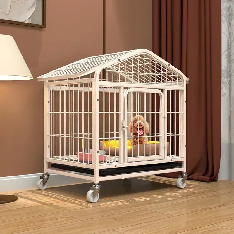 

Indoor Dog Cage with Toilet Chassis Medium and Large Dog Full Square Tube Thickened Iron Cage Cat's Nest Pet Cages Dog's Nests