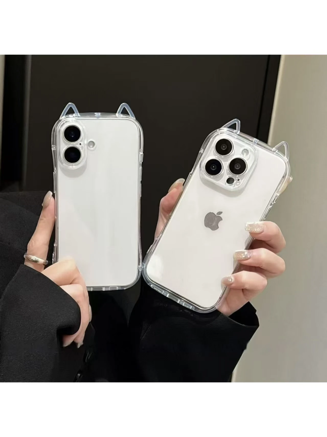 Niedliche Katzen-3D-Ohren Transparente Handyhülle für iPhone 17 Pro Max 11 15 13 16 12 14 Plus Weiche Klare TPU Rückseiten-Schutzhülle – Detail 1