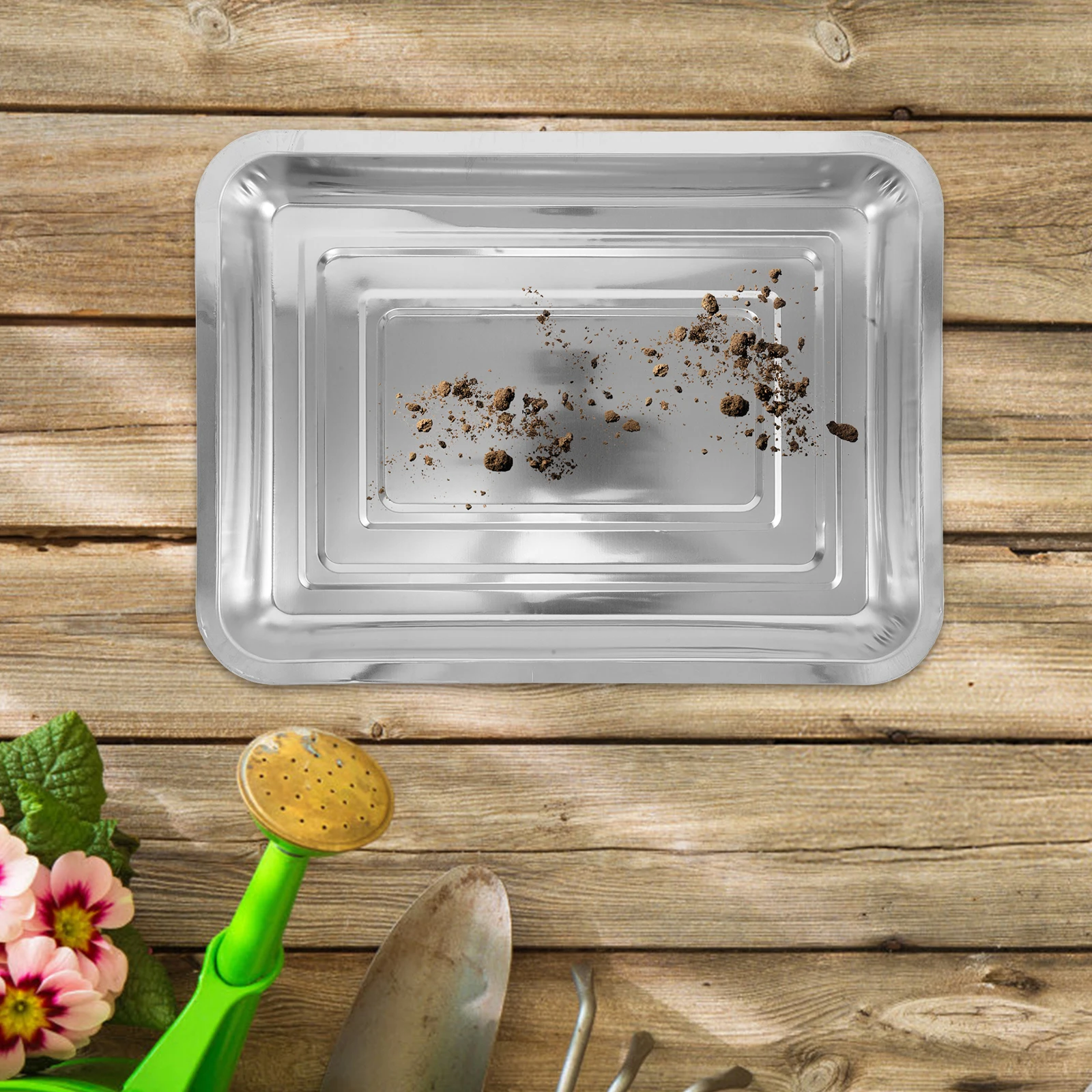 

6pcs Stainless Steel Sprouting Durable Rustproof Nursery Trays Water Collection System Easy Transplantation Portable Indoor