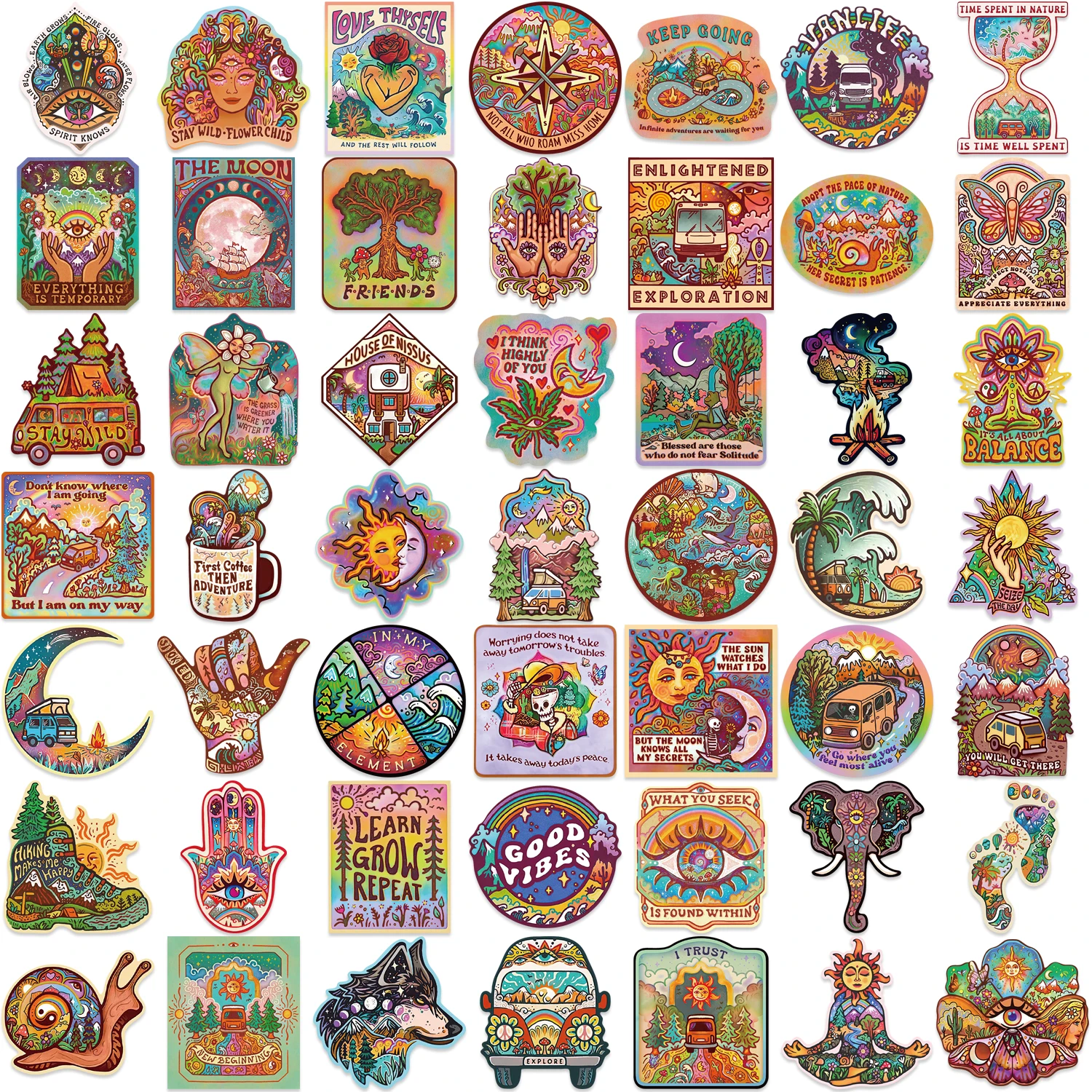 50 قطعة ملصقات المشي لمسافات طويلة في الهواء الطلق الكتابة على الجدران التخييم للهاتف المحمول الغيتار دفتر خوذة السفر الأمتعة سكيت سيارة DIY بها بنفسك #2