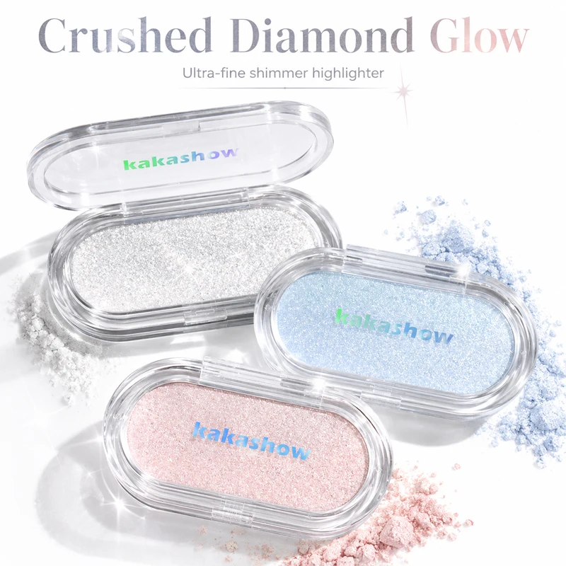 Korean Diamond Shimmer Highlighter Powder, 3 Colors Fine Glitter Face Eye Body Glow, Long Lasting Dewy Makeup