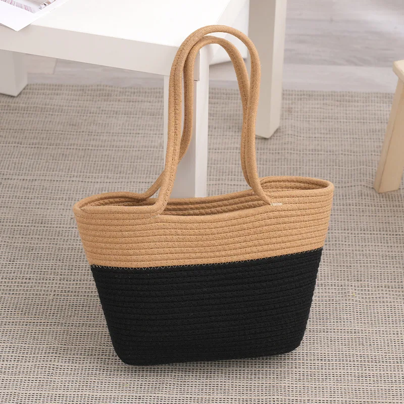 Women Summer Beach Bag Large Capacity Top-handle Handbags Big Shoulder Bag Handmade Woven Totes Casual Girls Travel Shopping Bag