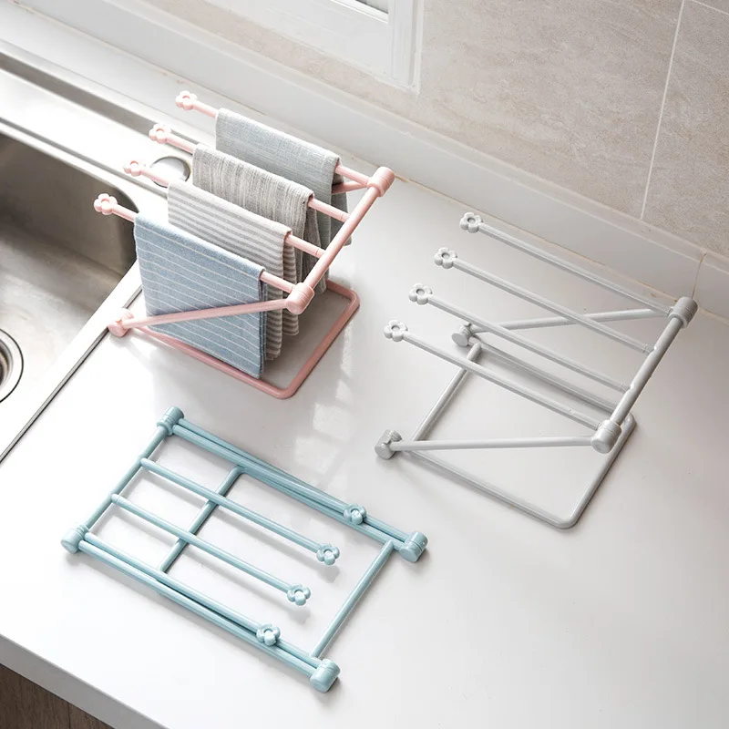 Desktop-Klapp-Handtuchhalter, vertikales Lagerregal, Küche, Dhairowel-Rack, lochfreies Arbeitsplatte, Glasregal, Küchenartikel