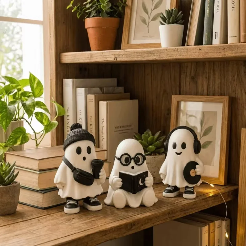 Solid Resin Ghost Figurine Smooth Desktop Statue Halloween Decor Cute and creative holiday gifts for handmade enthusiasts