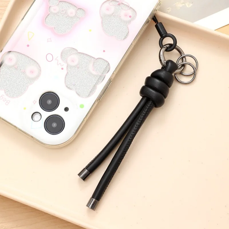 LLavero de cadena de teléfono de cuerda trenzada brillante U DIY para mujeres y hombres, accesorio de moda, regalo